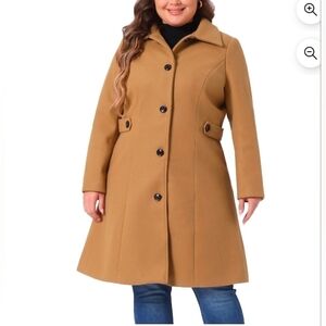 Agnes Orinda Women's Plus Size Winter Coats Single Breasted Jackets Long Trench